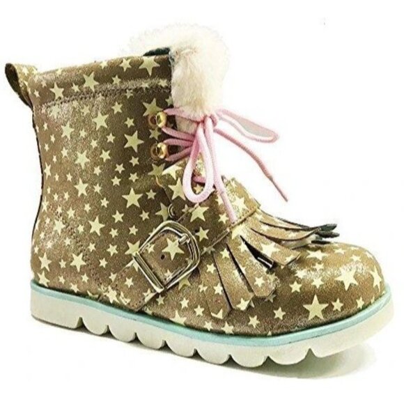 NEW Irregular‎ Choice Baby Step Mama Girls Boots In Gold Size EU 27 - Picture 1 of 11
